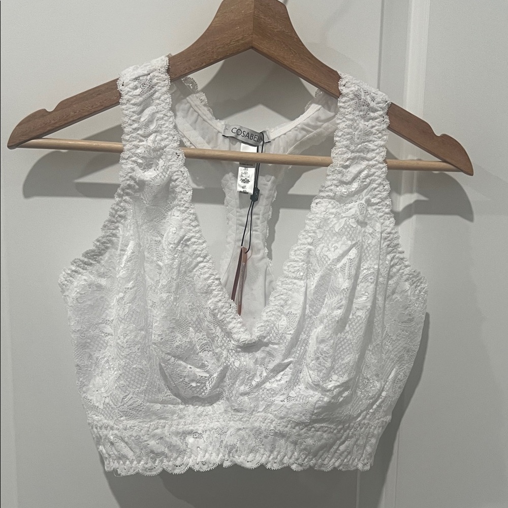 Cosabella White Lace Super Curvy Racerback Bralette Size‎ Medium